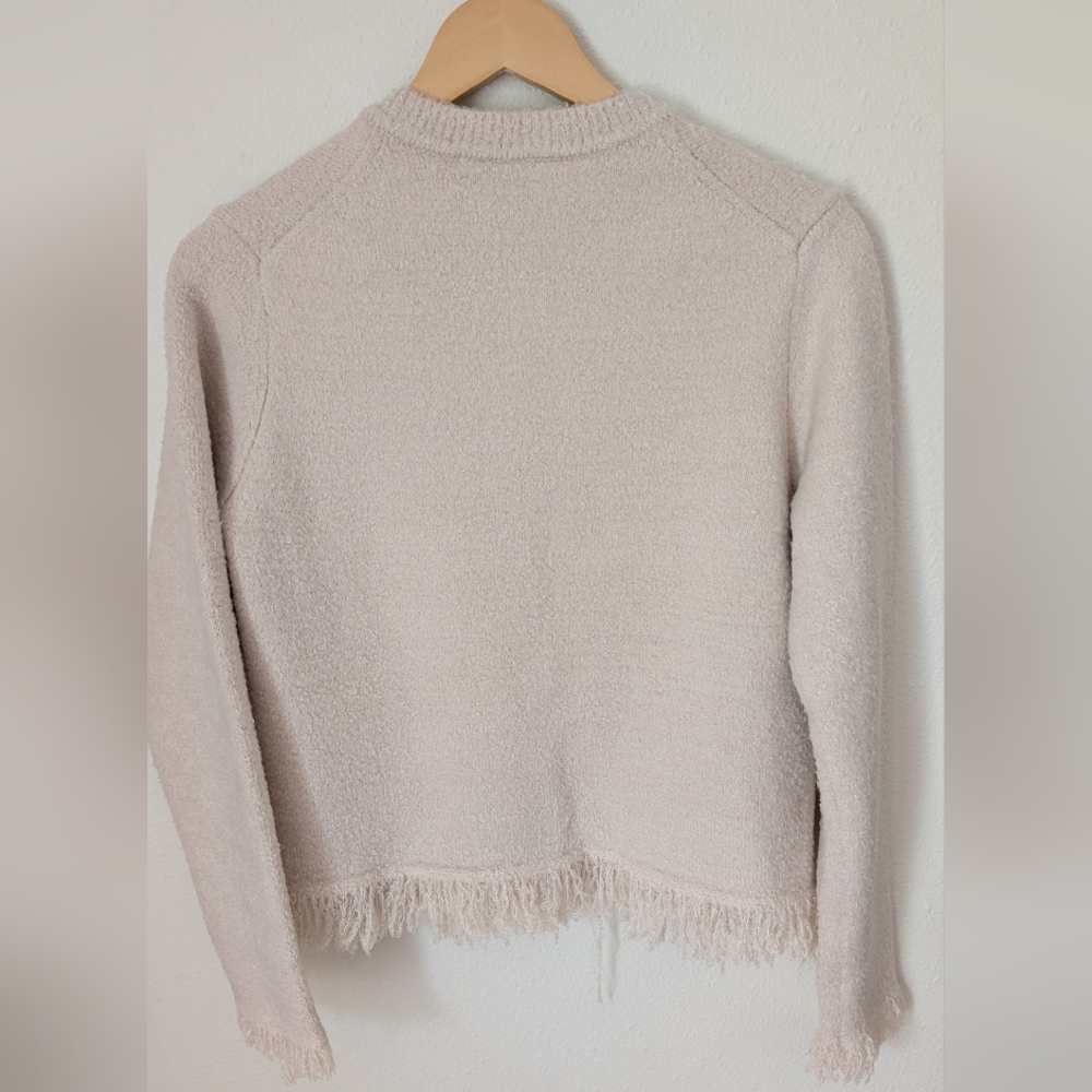 NWT Zara Crewneck Cardigan Scandi Girl Sweater In Ivory w/ Black Bows, Sz L - Picture 2 of 8